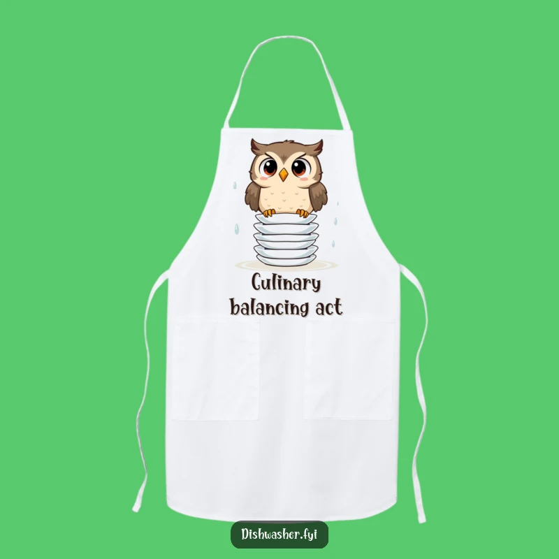 Funny Owl Balancing Act Apron: Cook Up Smiles with Kitchen Comedy