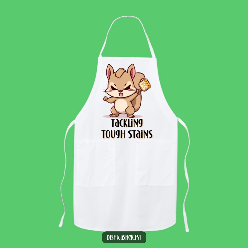 Funny Squirrel Scrubbing Apron: Tackle Chores with Determined Cheer!