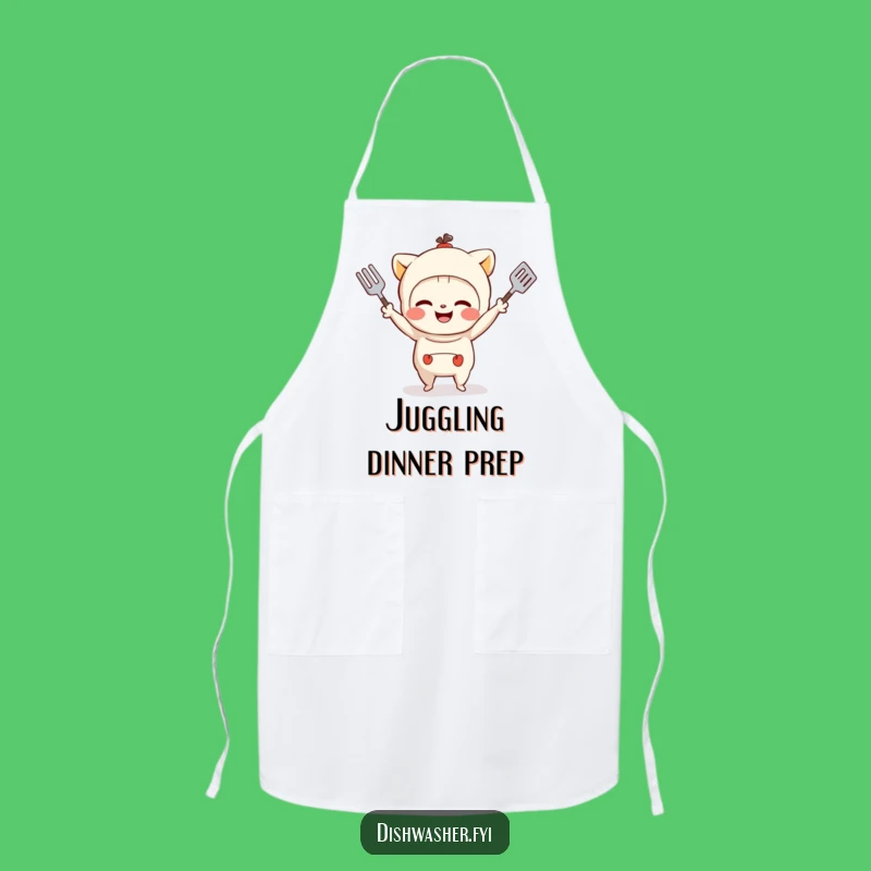 Funny Juggling Utensils Character Apron - Kitchen Mischief Humor Gift