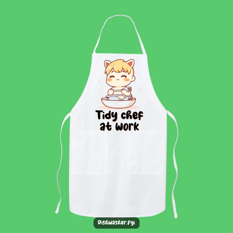 Funny Cutlery Stacking Apron: Content Character Hilarious Kitchen Wear Gift