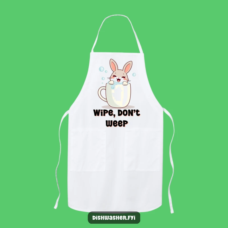 Funny Scrubbing Rabbit Apron: Clean with Joy and Kitchen Humor