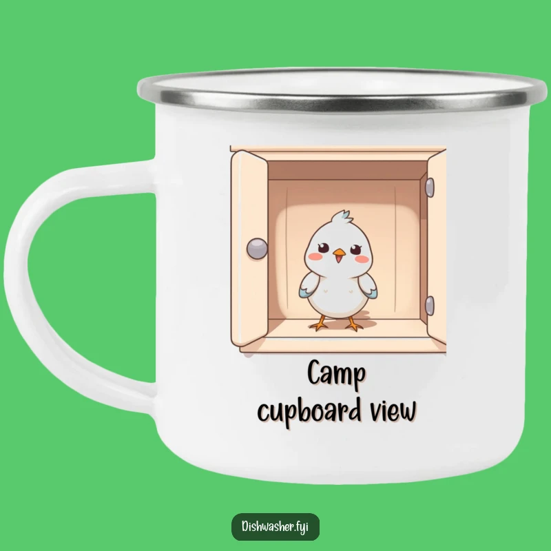 Funny Bird Cupboard Camping Mug: Adventure with a Happy Avian Peek, A Charming Funny Gift