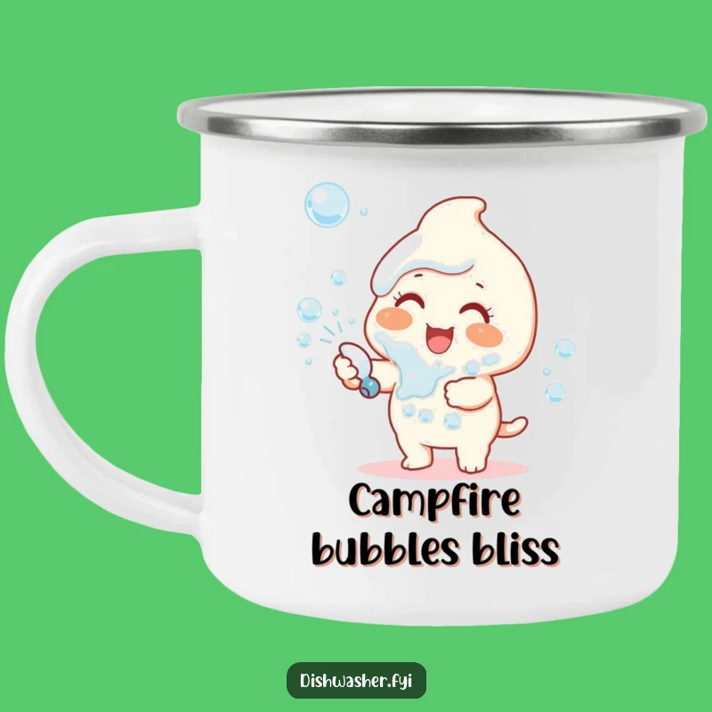 Funny Bubble Sprayer Camping Mug: Happy Character's Outdoor Fun Gift