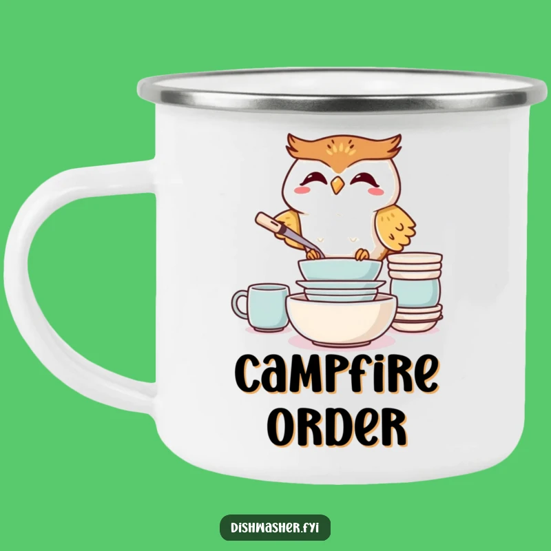 Funny Giggling Owl Camping Mug: Adventure with Hilarious Dish Stacking