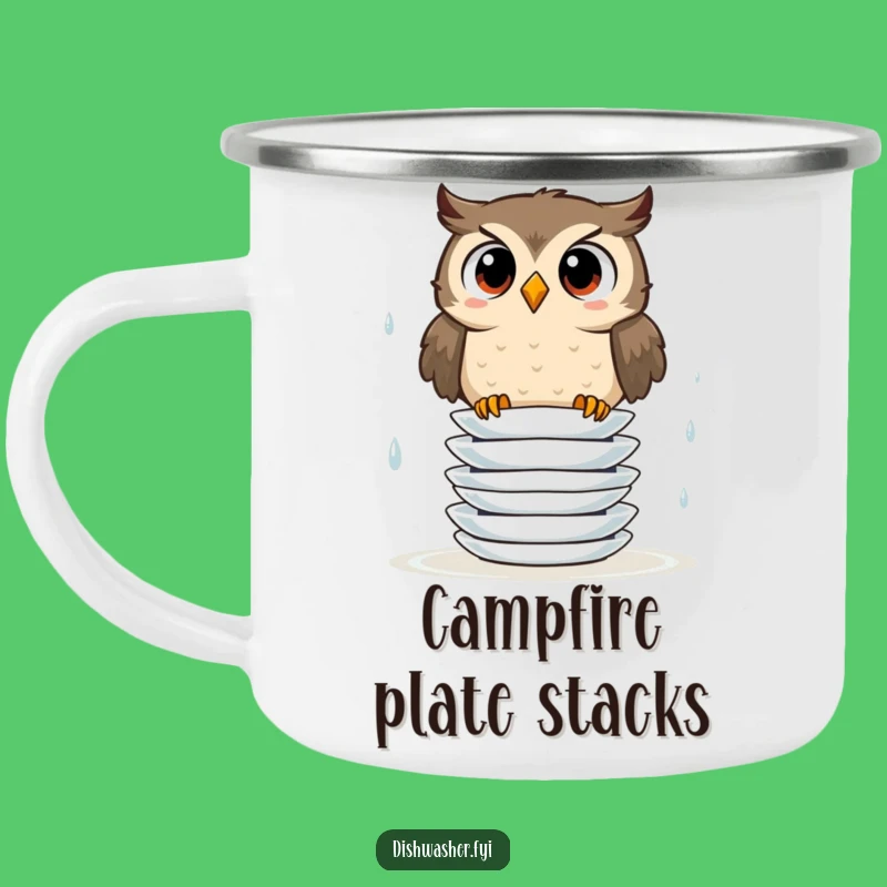 Funny Owl Camping Mug: Wise Companion for Outdoor Plate Stacking Adventures