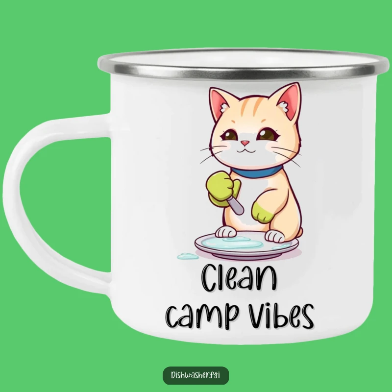 Funny Scrubbing Cat Camping Mug: Clean Brews on the Go, A Great Funny Gift