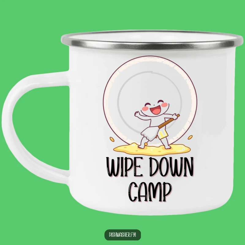 Durable Funny Cleaning Character Camping Mug: Scrubbing Adventures with Gusto