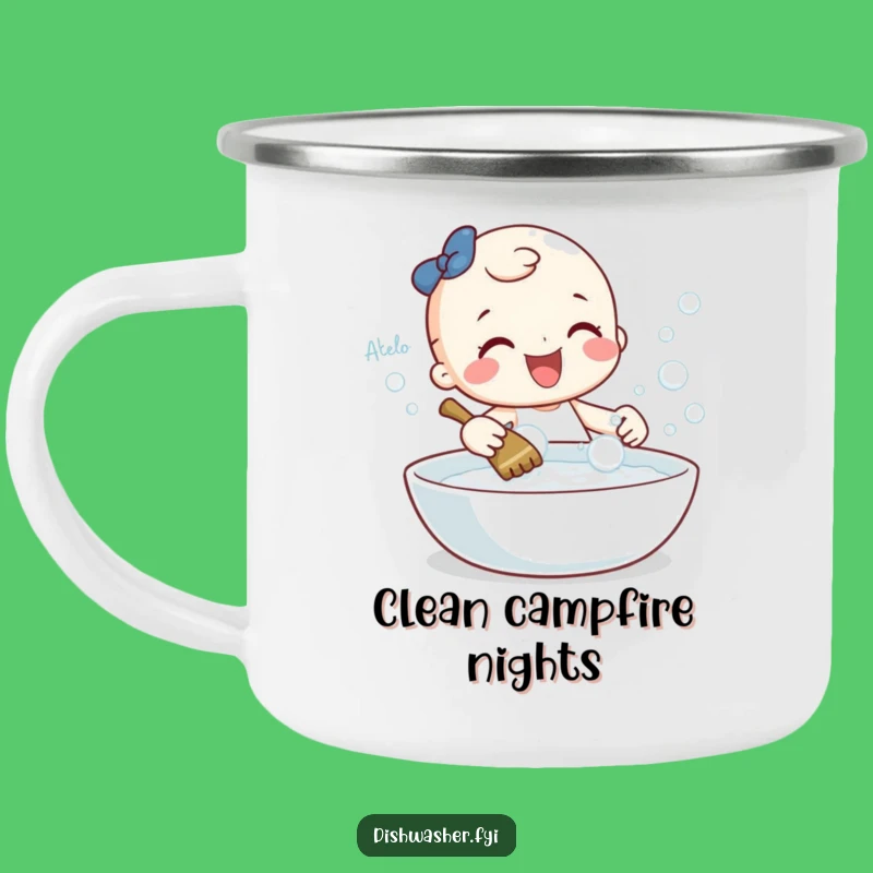 Funny Cleaning Character Camping Mug: Gleeful Gift for Tidy Campers