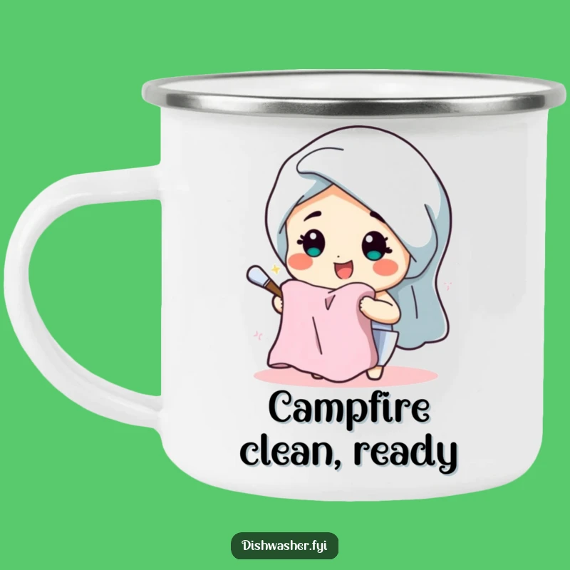 Funny Dish Drying Character Camping Mug - Cheerful Outdoor Humor Gift