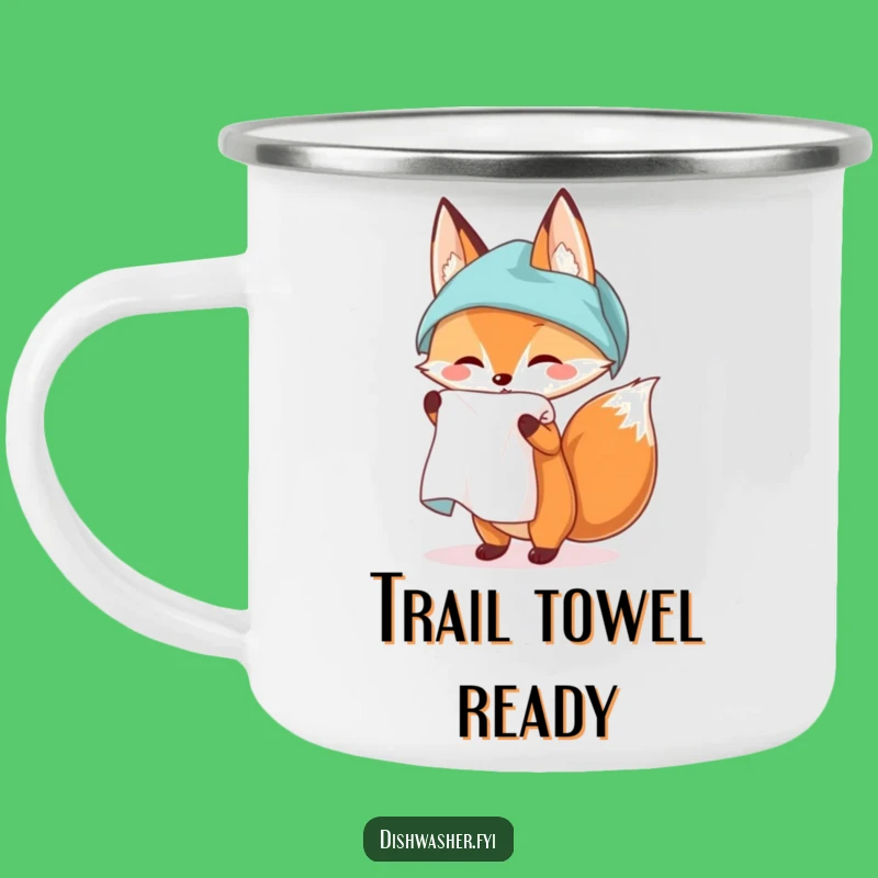 Funny Fox Kitchen Towel Camping Mug: Adventure with a Sly Vixen's Spotless Style, A Rugged Funny Gift