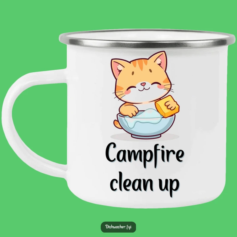 Funny Happy Cat Scrubbing Camping Mug, Durable Cleaning Cat Camp Cup, Perfect Outdoor Gift