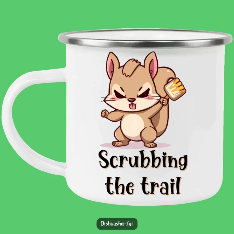 Funny Squirrel Scrubbing Camping Mug: Determined Sips for Tough Adventures!