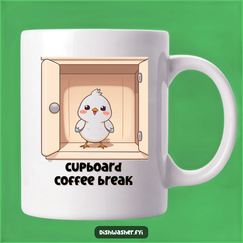 Funny Bird Cupboard Mug: Happy Avian Peek Inside a Clean Space, The Perfect Funny Gift for Bird Lovers