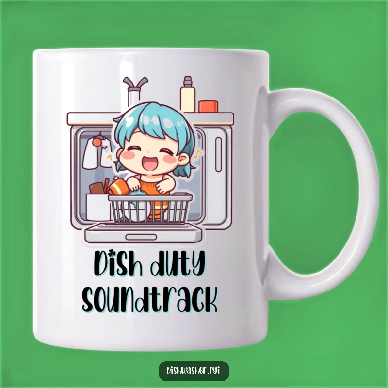 Funny Dishwasher Loading Song Mug: Cheerful Character Singing, Perfect Housework Gift