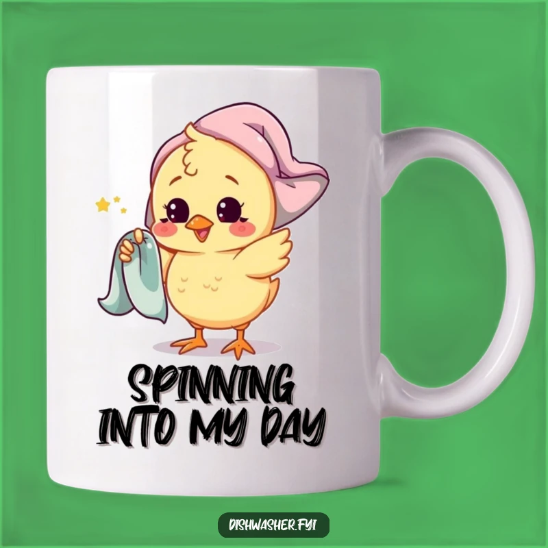 Funny Chick Drying Towel Mug: Playful Spinner, Perfect Funny Gift for Bird Lovers