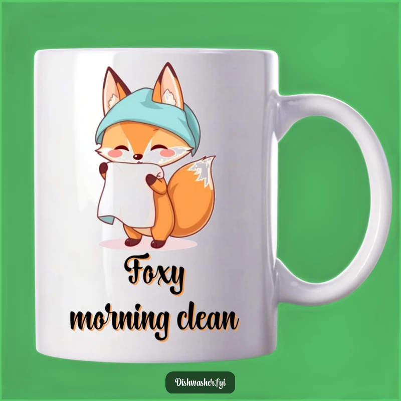 Funny Fox Kitchen Towel Mug: A Sly Vixen's Spotless Unfurling, The Perfect Funny Gift for Neat Freaks