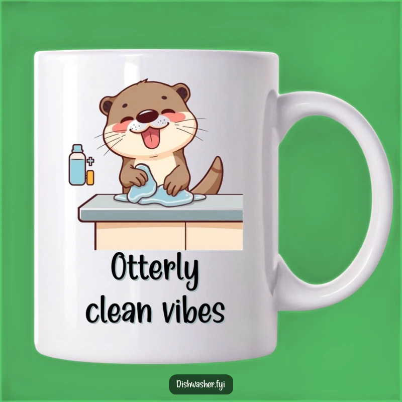 Funny Otter Cleaning Mug: Enthusiastic Sea Mammal's Counter Scrubbing, A Hilarious Funny Gift for Neat Freaks
