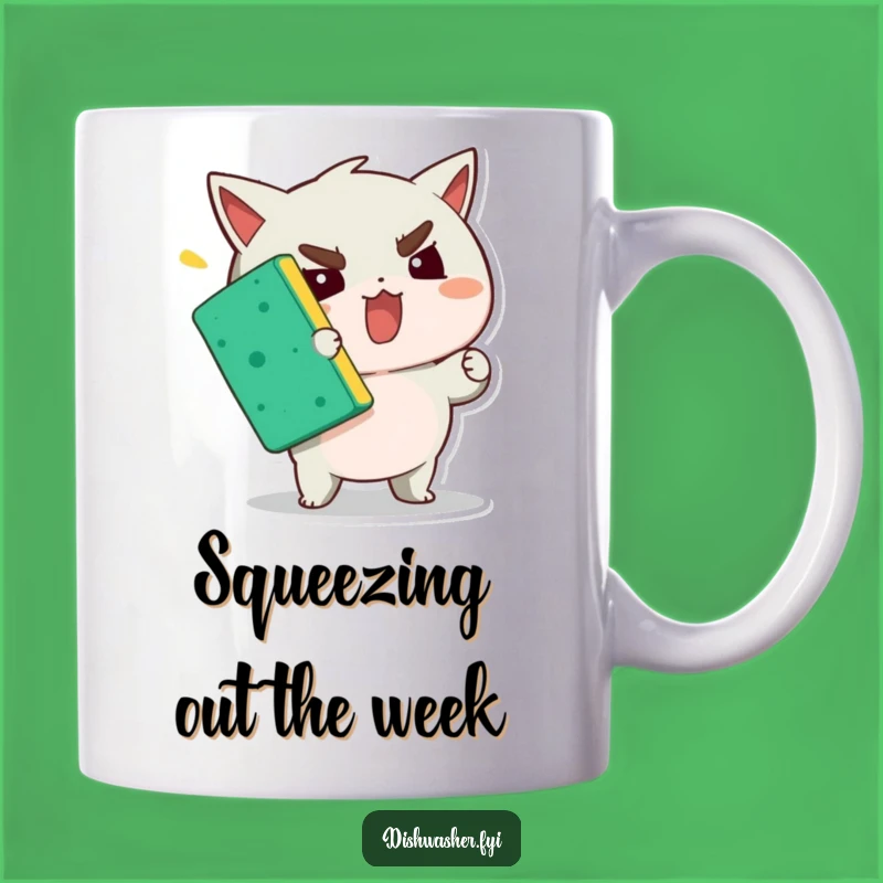 Funny Determined Character Squeezing Sponge Mug: Hilarious Gift for Tough Tasks