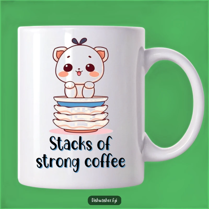 Funny Plate Stacking Character Mug: Organized Humor, Perfect Funny Gift for Neat Freaks