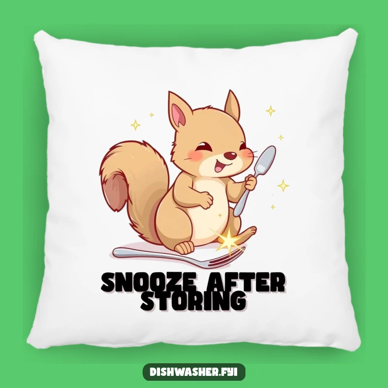 Cozy Funny Squirrel Pillow: Plush Comfort With Woodland Cutlery Humor