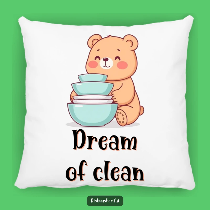 Funny Bear Dishes Pillow: Cozy Comfort with a Tidy Twist, A Cute Funny Gift
