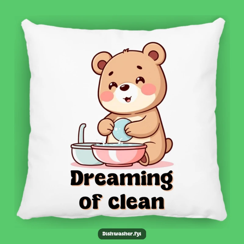 Funny Bear Washing Dishes Pillow: Snuggle Up with Bubbly, Clean Comfort!