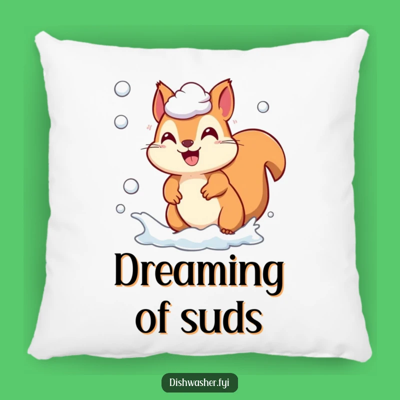 Funny Squirrel Suds Chase Pillow, Cozy Critter Cushion, Adorable Nature Lover Gift