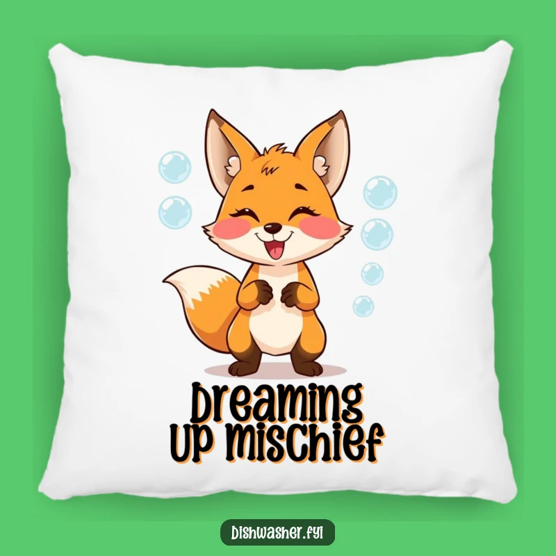 Funny Fox Juggling Bubbles Pillow: Cozy Playful Comfort - Soft & Cute!