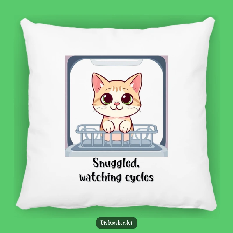 Funny Cat Pillow: Cozy Comfort, Curious Dishwasher Scene, Ideal Funny Gift