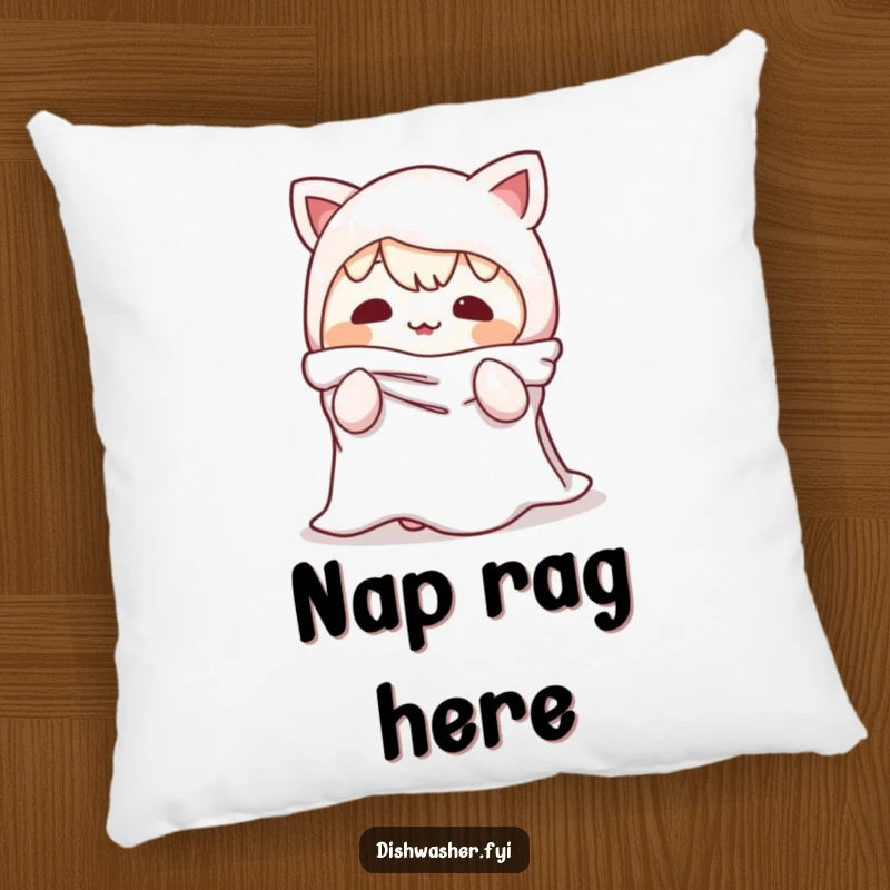 Funny Pillow: A character's comical dishrag impersonation depicted on a comfortable pillow, adding mischief and charm to any room.