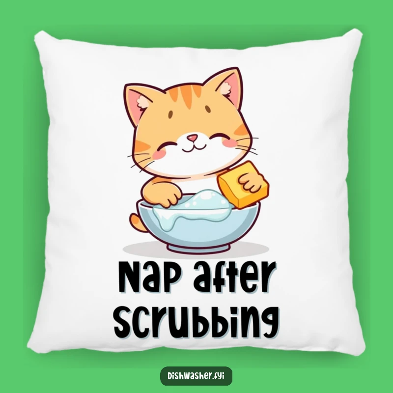 Funny Happy Cat Scrubbing Pillow, Cozy Cleaning Cat Cushion, Adorable Pet Lover Gift