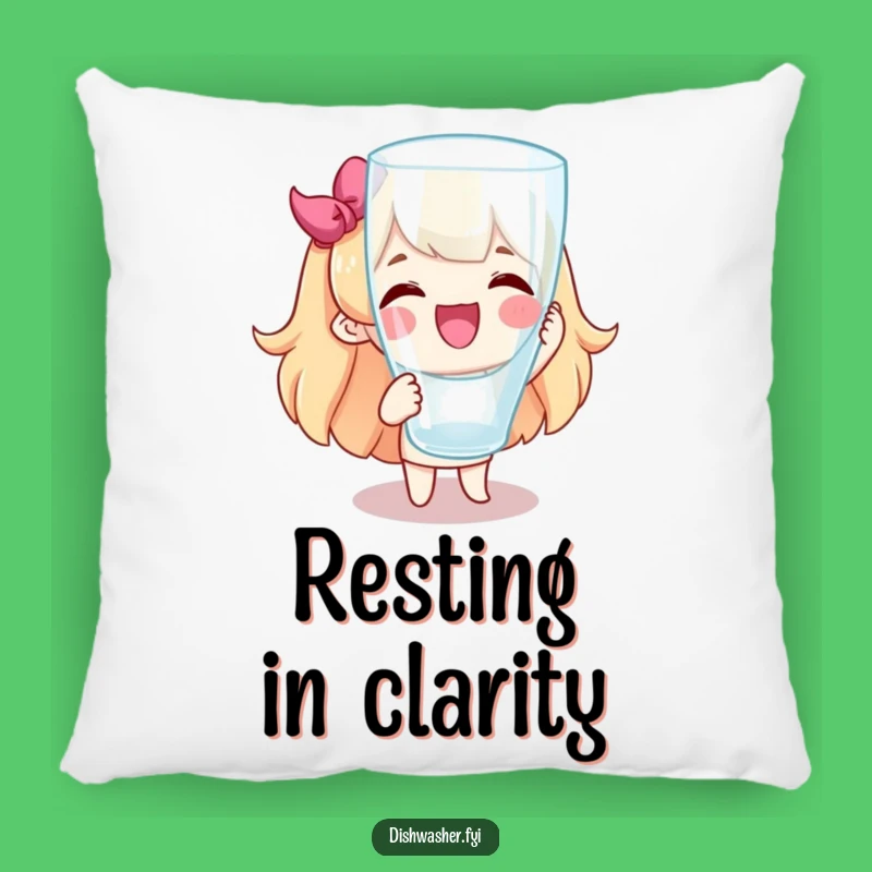 Funny Spotless Glass Pillow: Joyful Character Cozy Cleaning Accent Gift