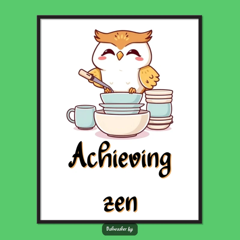Funny Giggling Owl Digital Art: Hilarious Dish Stacking Printable for Instant Joy