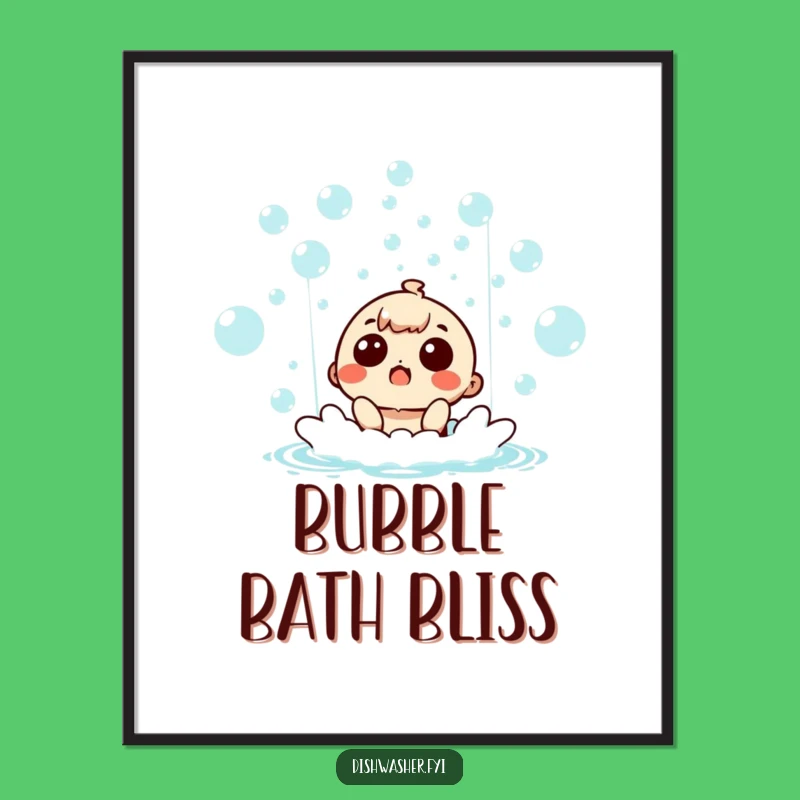 Funny Surprised Character Bubble Bath Digital Art - Instant Joy Print