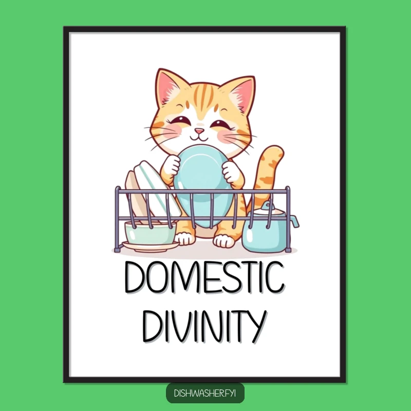 Funny Cat Digital Art: Printable Dish Organizer Decor for Humorous Homes