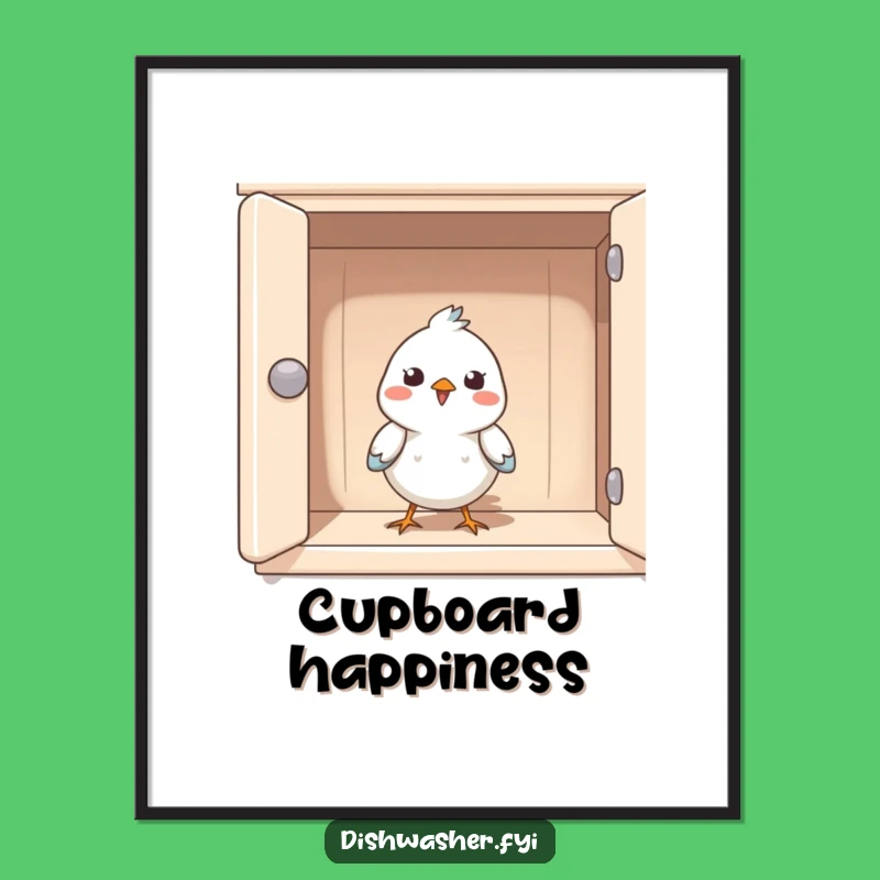 Funny Bird Cupboard Digital Art: High-Resolution Image of Happy Avian Surprise, A Unique Funny Gift for Art Lovers