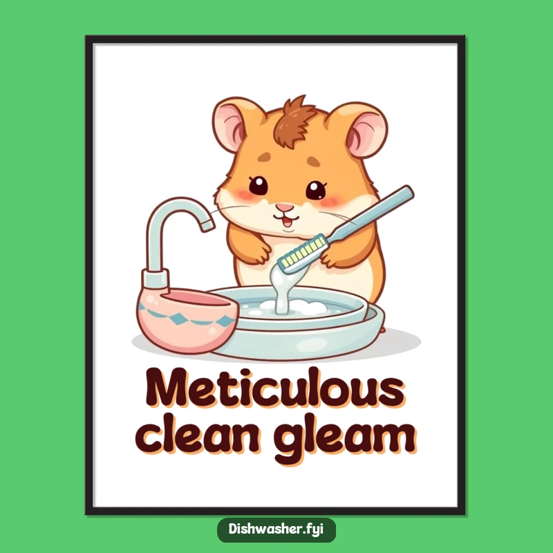 Funny Hamster Cleaning Digital Art Print: Instant Quirky Humor for Your Walls