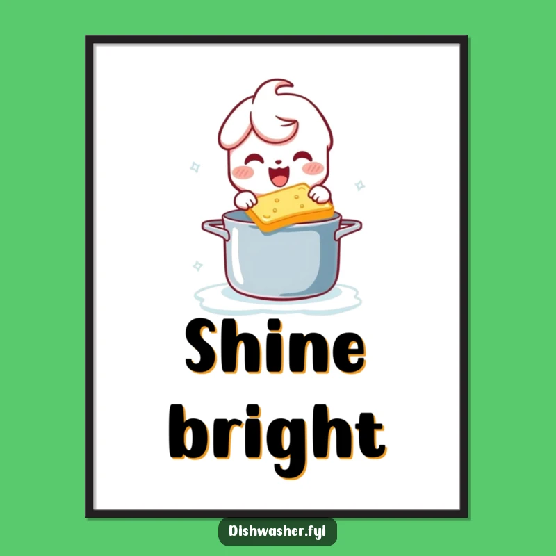 Funny Scrubbing Character Digital Print: Playful Pot Cleaning Art, Instant Funny Gift