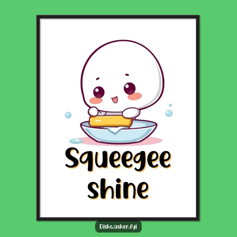 Funny Squeegee Dish Digital Art: Playful Character, Instant Gleaming Decor