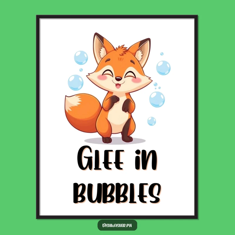 Funny Fox Juggling Bubbles Digital Art: Instant Whimsical Decor!