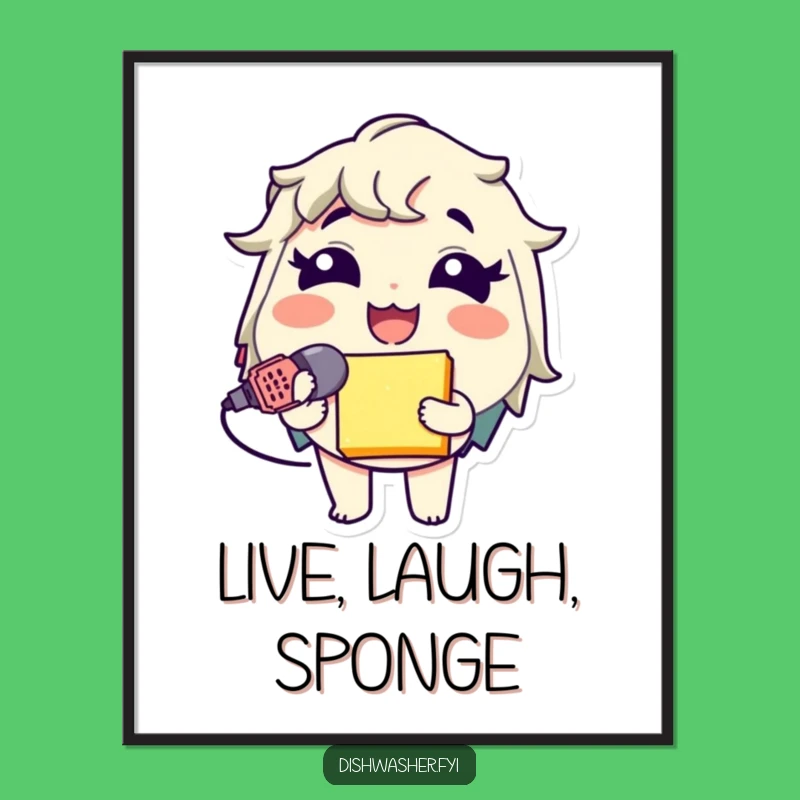 Funny Sponge Mic Digital Art Print: Instant Karaoke Fun and Hilarious Decor