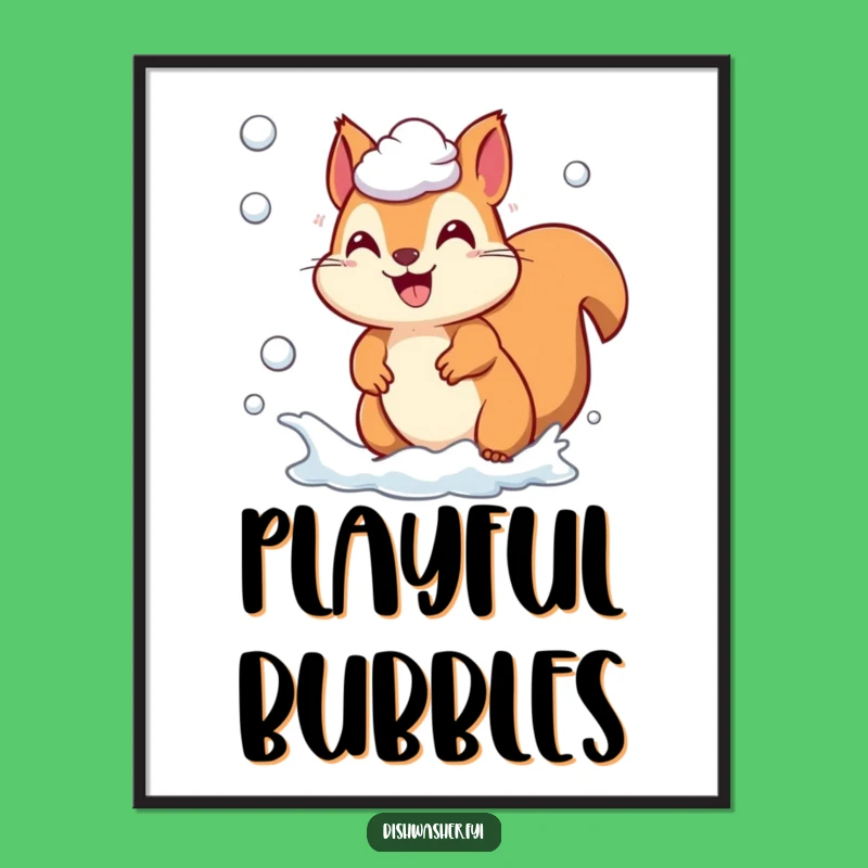 Funny Squirrel Suds Chase Digital Art, Playful Critter Download, Instant Nature Gift Decor