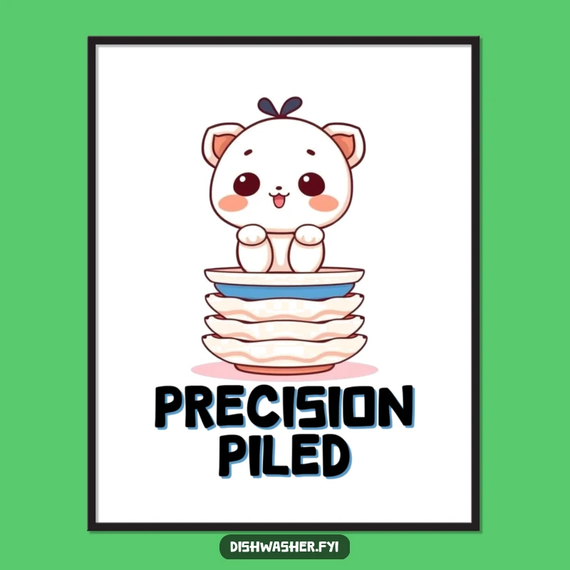 Funny Plate Stacking Character Digital Print: Organized Art, Instant Funny Gift