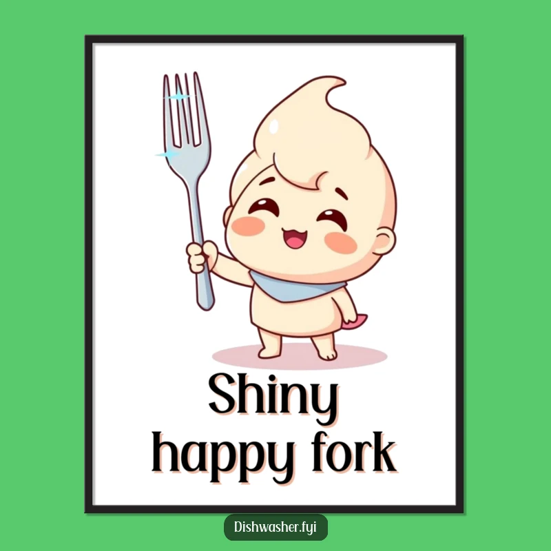 Funny Fork Character Digital Art: Sparkling Victory Instantly