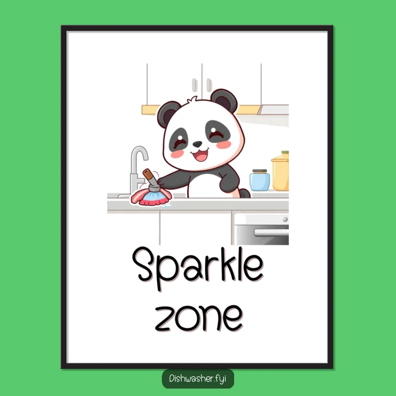 Funny Panda Digital Art: Joyful Cleaner Printable, Instant Panda Decor Gift