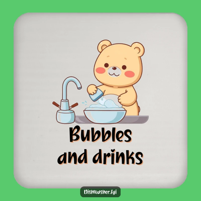 Funny Bear Dishwashing Coaster: Protect Surfaces with Bubbles!