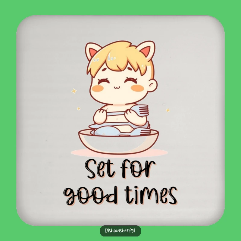 Funny Cutlery Stacking Coaster: Content Character Protect Surface Humor Gift