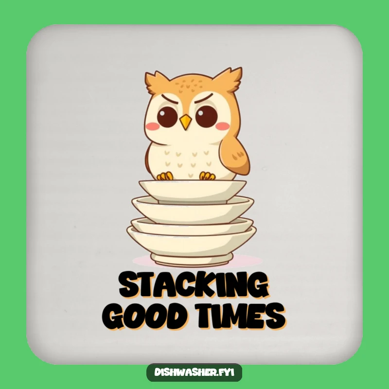 Funny Determined Owl Stacking Coaster, Organized Critter Drink Protector, Unique Wise Gift