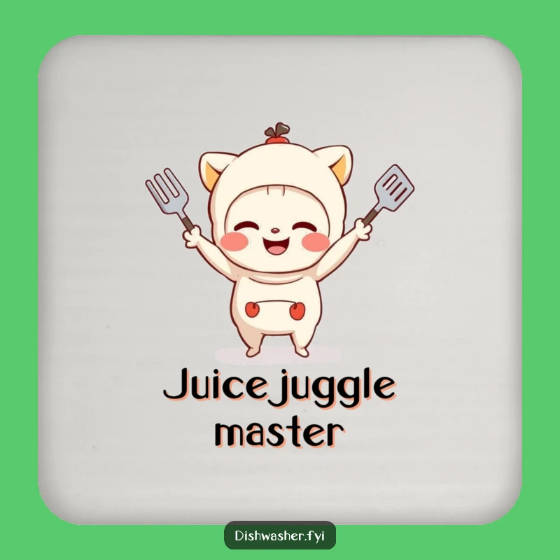 Funny Juggling Utensils Character Coaster - Kitchen Playful Decor