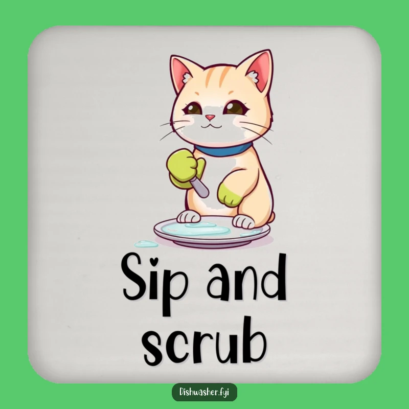 Funny Scrubbing Cat Coaster: Protect Surfaces with Pawsome Humor, A Tiny Funny Gift